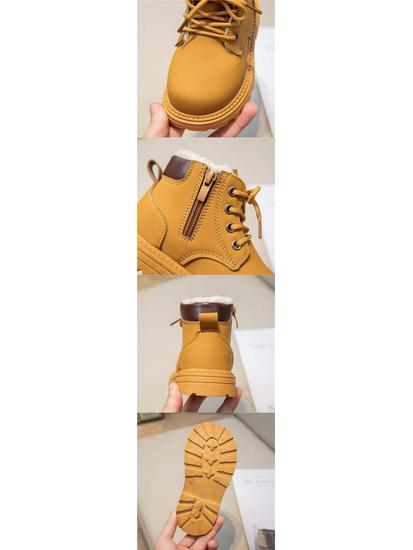 Children's 2025 Martin Boots, Plus Velvet Warm Cotton, Non-Slip Little Yellow Boots for Baby, Toddler Boys & Girls