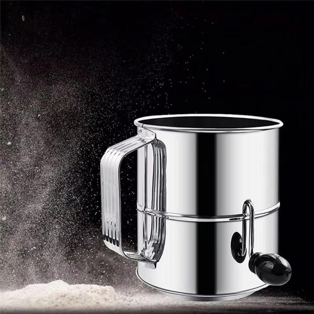 Hand Crank Flour Sifter Stainless Steel Flour Sieve Baking Accessory Flour Strainer  Baking