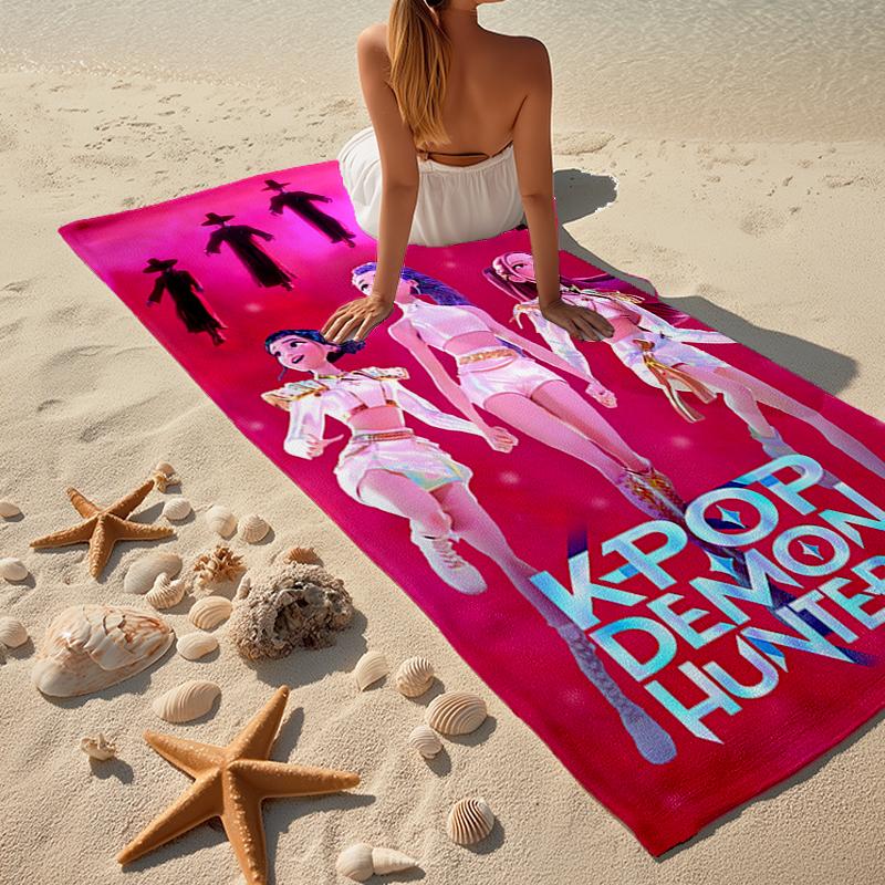 KPOP Hunter Fashion Beach Towel: Ideal for Summer Adventures Soft, absorbent and quick drying suitable for swimming and bathing