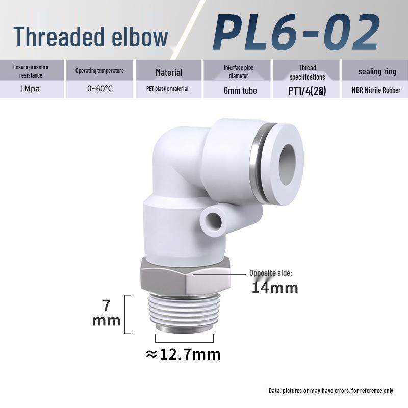 Zhuoji Pneumatic Quick Connect Elbow Fitting PL8-02/4-M5/6-01/10-03/1