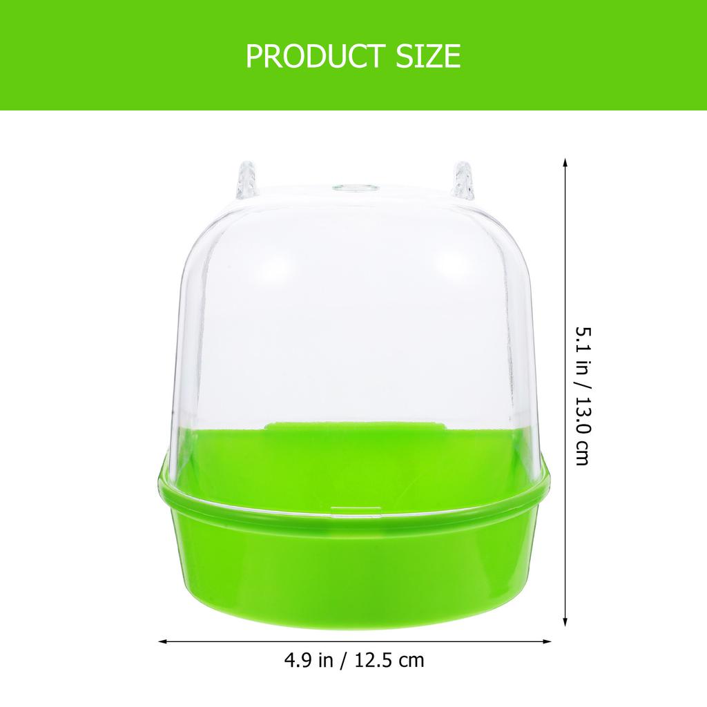 Bird Bath Covered for Small Birds Parrots Canary Cage Bathtub Plastic Semi Transparent Bath Shower Bowls Covered for Birds