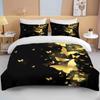 10 Sizes Gold Butterfly Bedding Set Luxury Black Duvet Cover Bedclothes 3d Printed Comforter Bedding Sets For AdultsCute Bed Set