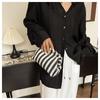 Trendy Color Block Stripe Makeup & Coin Storage Clutch for Women