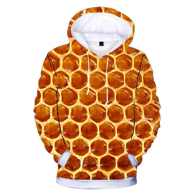 Vtipné mikiny s 3D potiskem včelí plástve pro muže a ženy, módní podzimní ležérní mikiny, nadměrné pulovry s kapucí, tepláková souprava