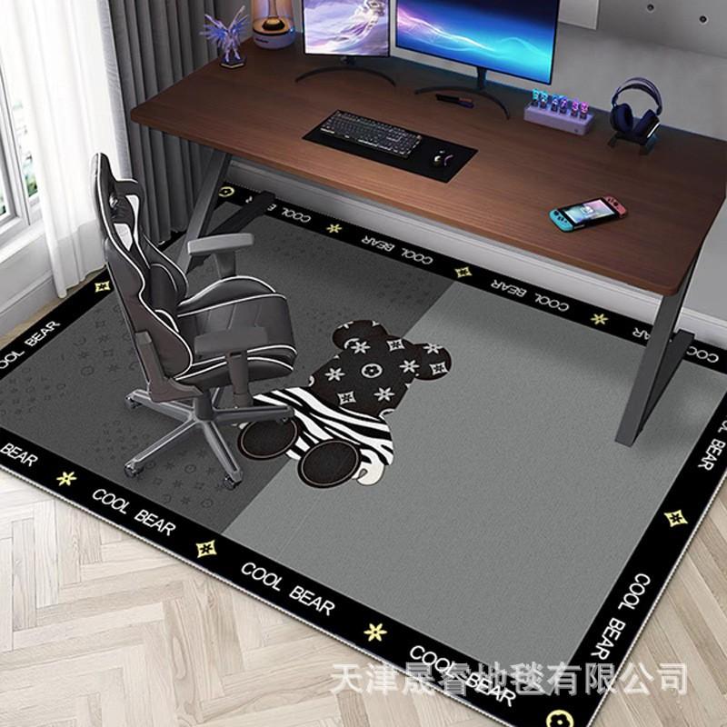Gaming Room Rug Chair Mat Floor Protection Non-Slip Geometric Crystal Velvet Carpet Living Bedroom Study