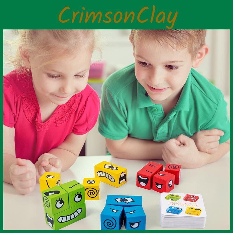 Changing Face Colorful Cube Blocks Kids Wooden Toy Logical Think Educate Train