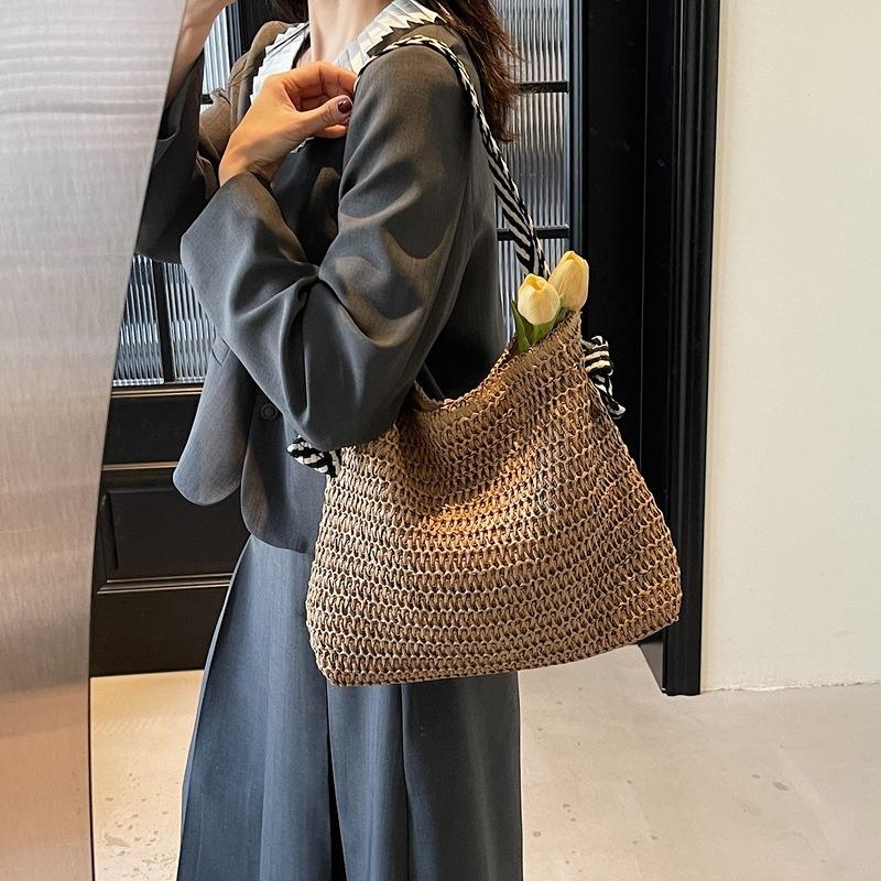 Große Tragetasche Strohtasche Damen Neu Strandurlaub Pendeln Fauler Wind Schultertasche