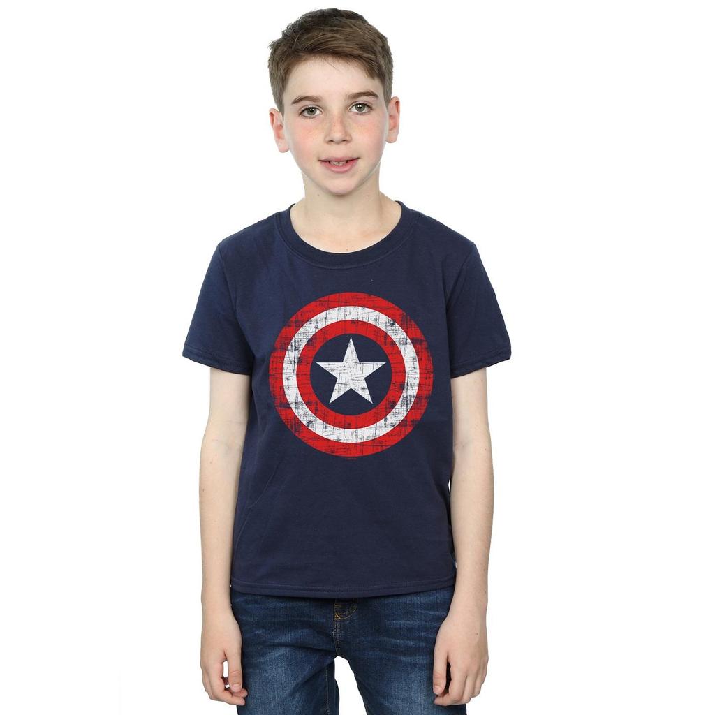 Marvel Boys Avengers Captain America Scratched Shield T-Shirt