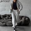 BITCED Casual American-style Autumn/winter Cardigan Set Sporty Streetwear-inspired Long-sleeved Women's Jacket and Trousers Two-piece