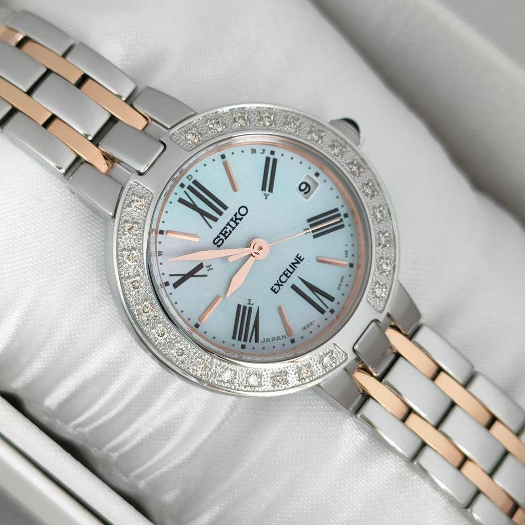 Used SEIKO EXCELINE 26P Diamond Radio-Controlled Watch (LUKIA)