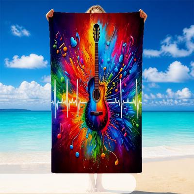 Quick Dry Beach Towel Colorful Musical Pattern, Lightweight Absorbent Towel for Pool Beach Vacation Use