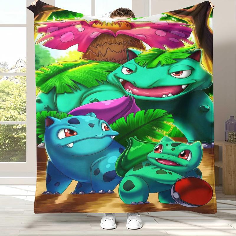 

Kawaii Pokemon Pikachu Cartoon Flannel Blanket,Ultra Soft Warm Plush Throw for Home Bedroom Bed Sofa Cover Office Camping gift 75x90cm