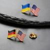 Custom 32*20mm National Flag Series Brooch Stainless Steel Double Flag Pin Jewelry for Traveller Two Country Flag Brooches