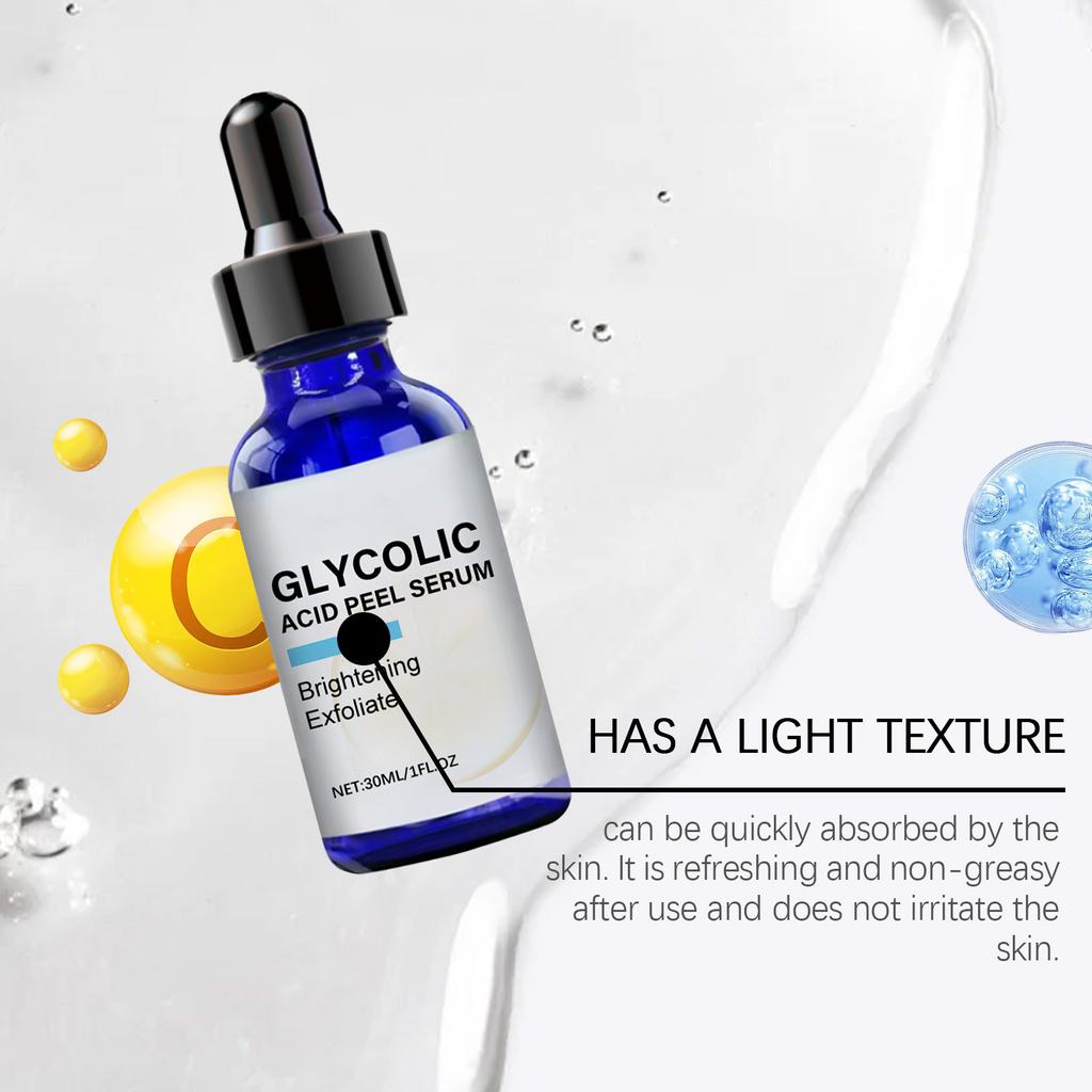 Glykolové peelingové sérum, sérum na obličej, sérum na péči o obličej, zlepšuje schopnost pokožky, mírná textura, proniká hluboko do pokožky, 30 ml