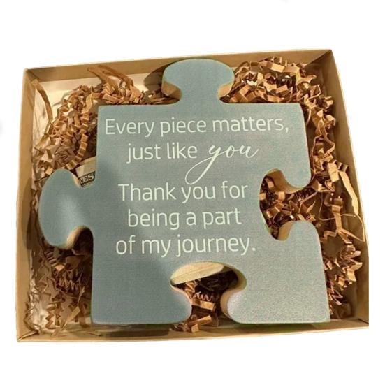 Wood Art Puzzle Thoughtful Coworker Gift Letter Carving Puzzle Piece Thank You Gift for Colleagues Friends