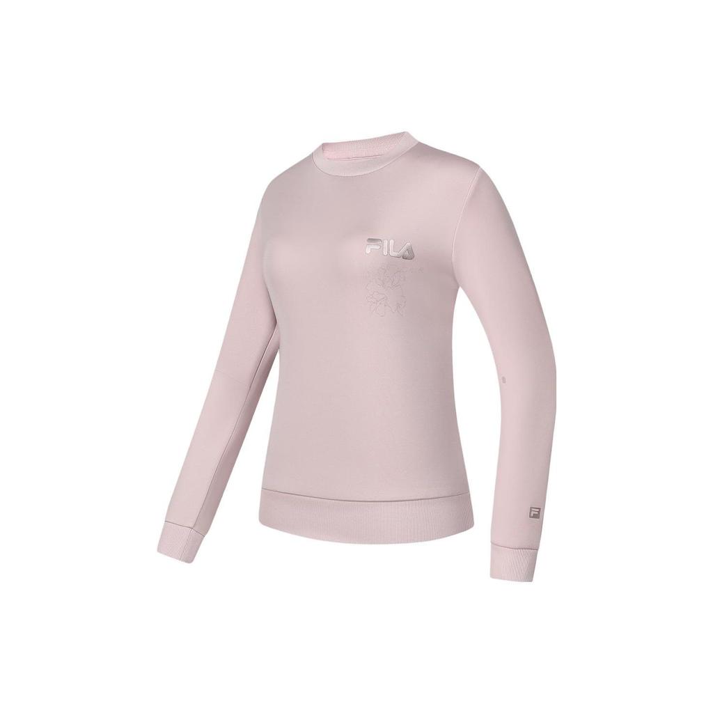 Fila Letter Print Fitness Pullover Sweatshirt Women Sweatshirt Light-Purple Red A11W411209F-PK