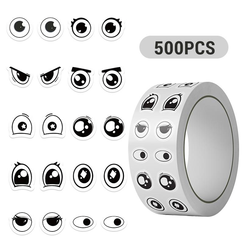 500PCS Eye Stickers Labels Cute Black White Cartoon Eyes Self Adhesive Stickers Wiggle Eye Stickers Eyeball Decals for DIY Craft