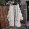 Johnature Dames Vintage Winter O-hals Lange Mouwen Jassen Knopen Patchwork Zakken Chinese Stijl Dames Jassen