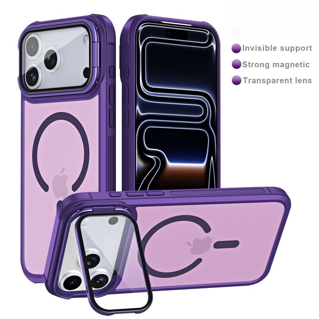 Skin Feel Strong Magnetic Acrylic Stand Phone case For iPhone 17 Pro Max 16 Plus 15 14 13 12 11 Shockproof For MagSafe Cover