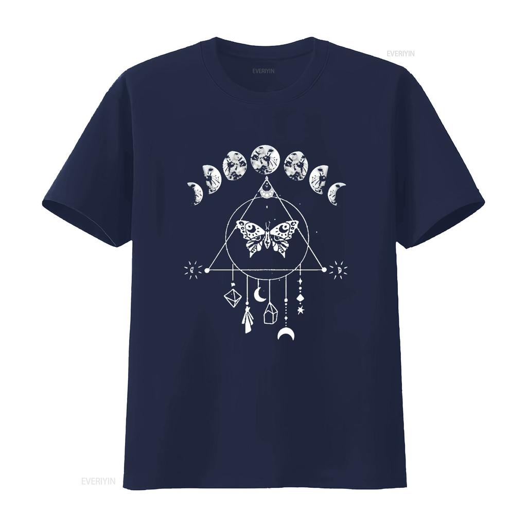 Celestial Moon Phase Moth Crystals Stars Vintage D Cute Tops for Women T Shirt with Bold Prints Vintage Washed Stretched