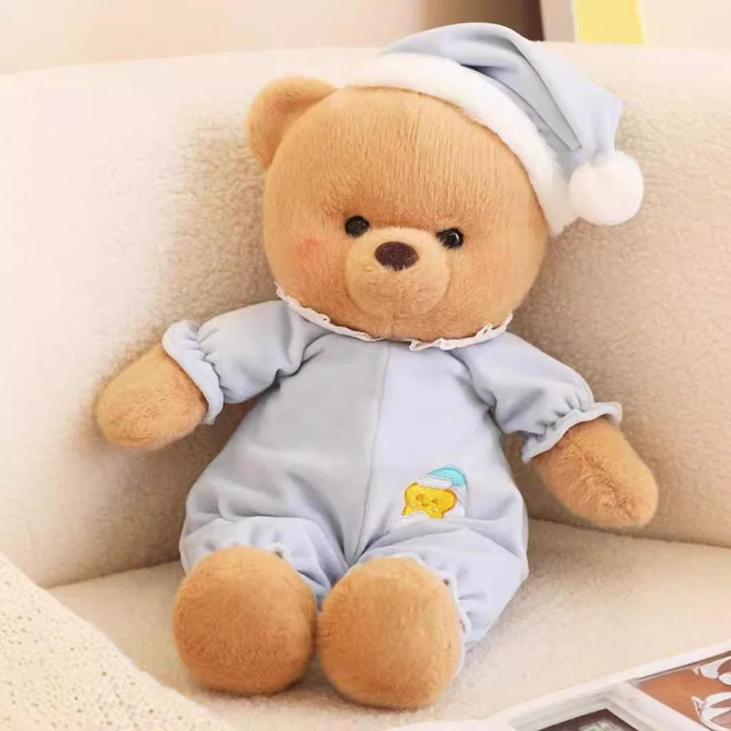Cute bear doll good night pajamas bear doll hugging sleeping doll girl soothing plush toy sleeping doll