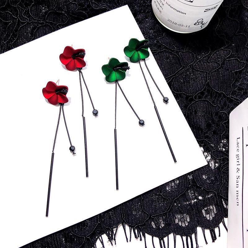

925 Silver Korean Flower Tassel Stud Earrings
