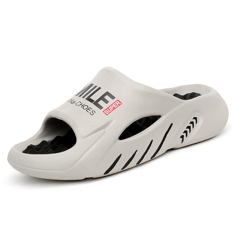 Slippers 2025 new summer fashion versatile personality comfortable thick bottom stepping on shit feeling one-word drag bathroom bath non-slip