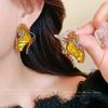 Vintage Rhinestone Butterfly Pendant Necklace - Retro Glass Bead Design, High-End Clavicle Chain for Women