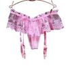 Large Size Sissy Pouch Panties Men Lace Ruffled Mini Skirt Thong Crossdress Gay Sexy Underwear With Garters Belt Bikini Lingerie