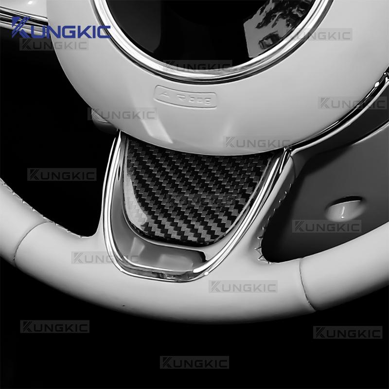 Real Dry Hard Carbon Fiber Sticker for Fiat 500/500C 2016 2017 2018 2019 2020 2021 2022 2023 2024 Car Steering Wheel Bottom Trim.