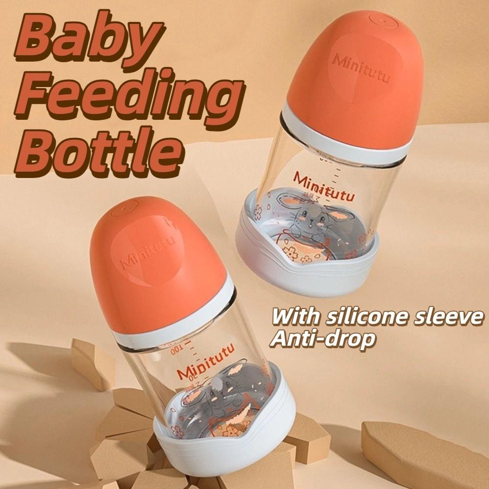 Cartoon Newborn Glass Bottle Wide Mouth Baby Milk Bottle Baby Feeding Bottle Infant Feeding