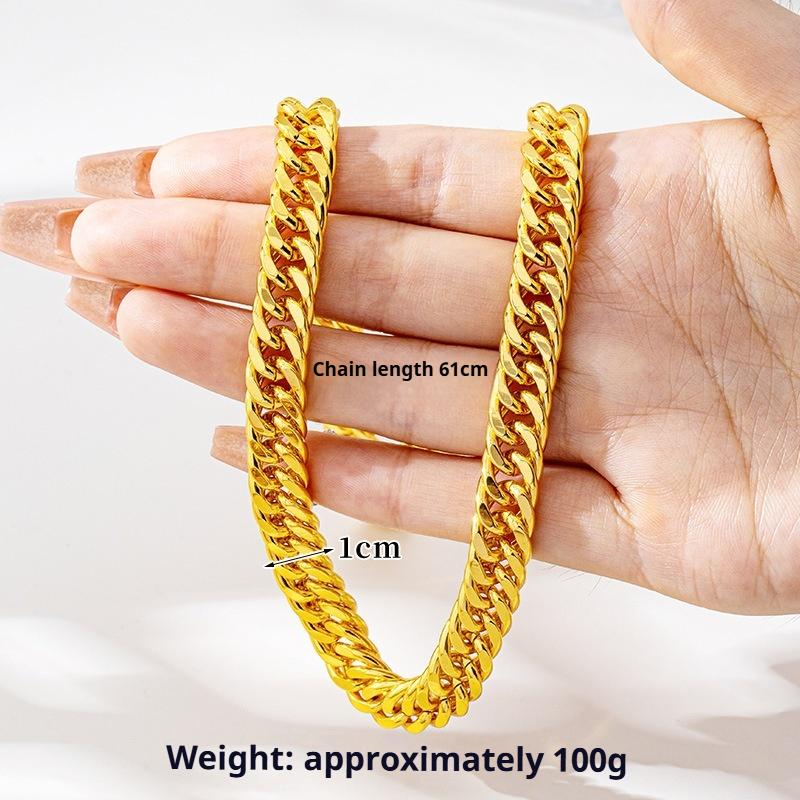 Vietnamese Sand Gold Necklace Imitation Gold Trend Interlocking Chain Luxury Domineering Gift Jewelry