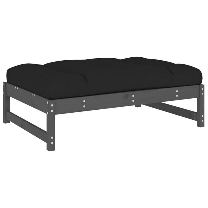 VidaXL Repose-pied de jardin 120x80 cm gris bois de pin massif, tabouret, repose-pied ottoman, tabouret de jardin, pouf, 825739