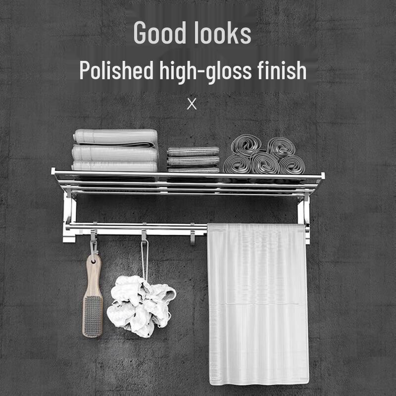 cmaos 50cm Space Aluminum Bathroom Towel Rack with Shelf