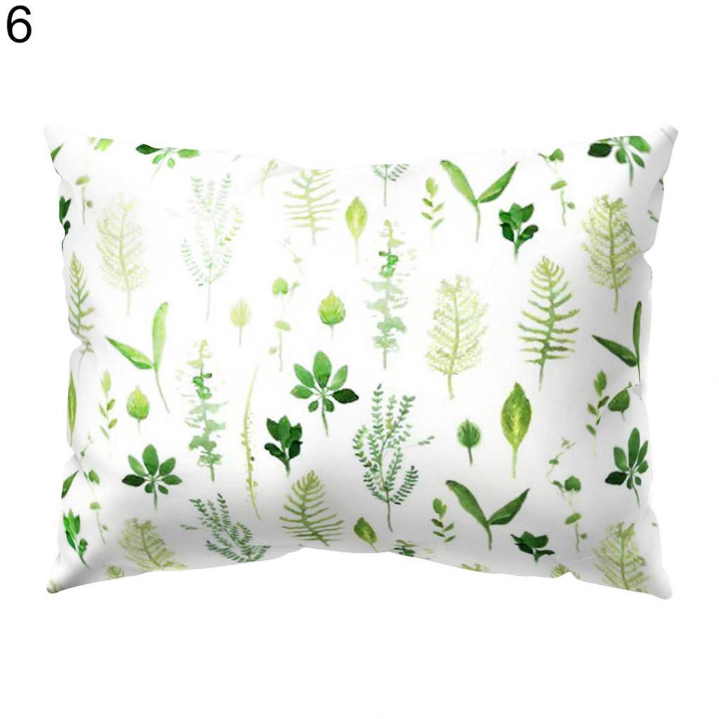 Tropical Green Leaves Rectangle Pillow Case Cushion Cover Sofa Home Decoration