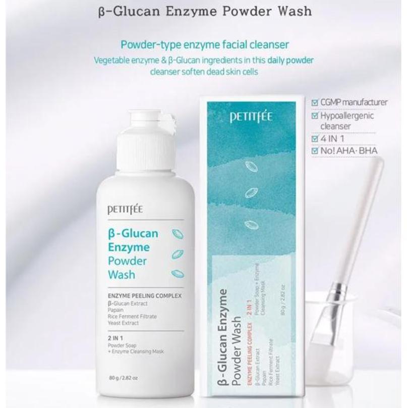 Petitfee Beta Glucan Enzyme Powder Wash 80g – Gentle Moisturizing Cleanser