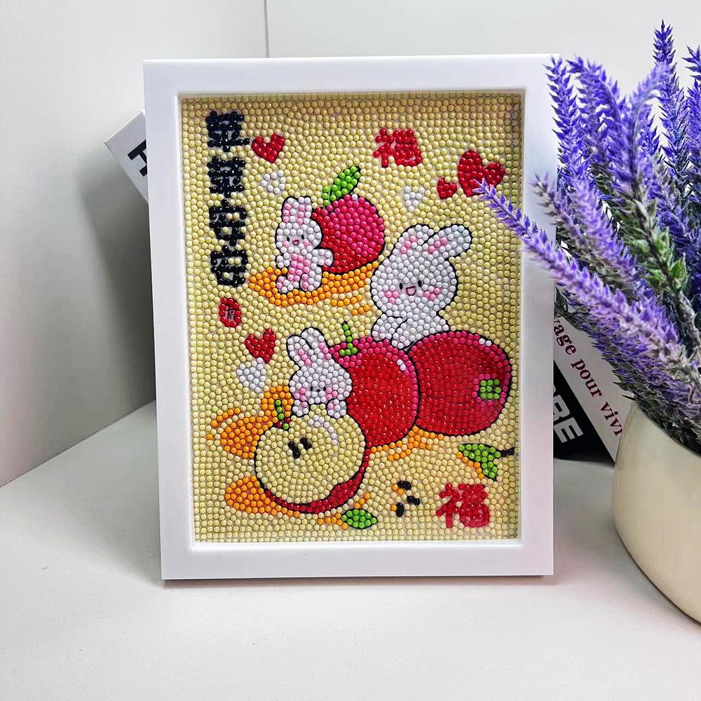 Cartoon Diamond Painting Children's Handmade Diy Diamond Stickers Bedroom Living Room Decorative Painting Masonry Painting with Photo Frame.