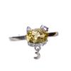 Court-Style Adjustable Citrine Ring with S925 Silver Inlay