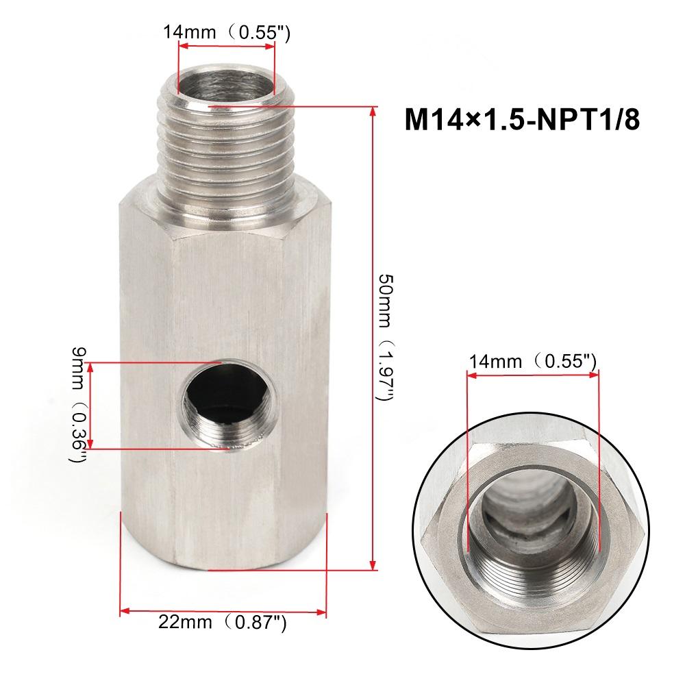 New Side Holes Oil Pressure Sensor Connector 1/8 NPT Female To 1/4NPT 1/8NPT 1/8BSPT M10 M12 M14*1.5 Feed Line Gauge Tee Adapter