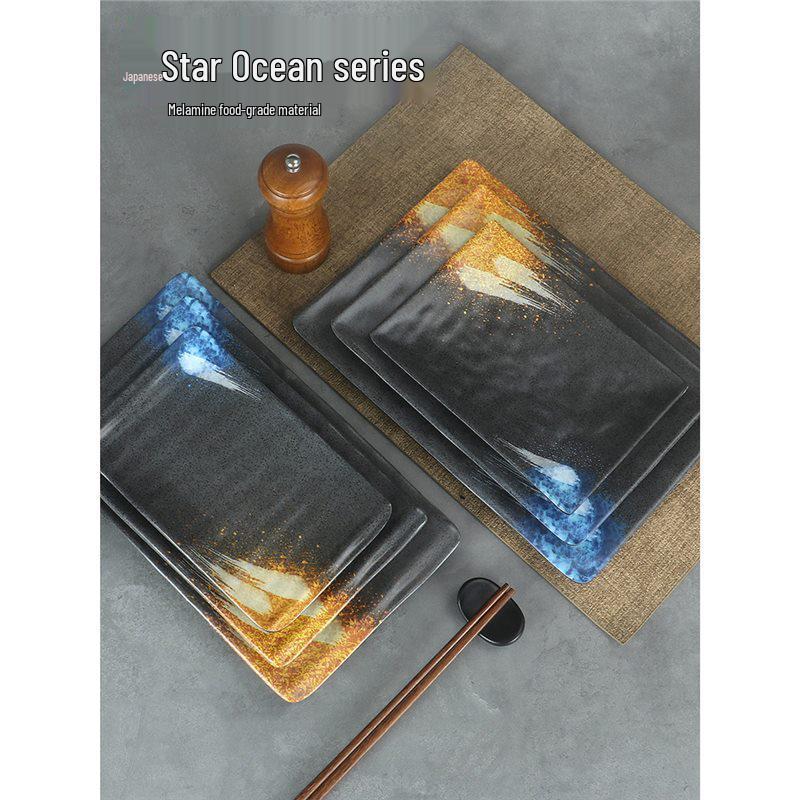 Japanese Rectangular Melamine Plate for Barbecue and Sushi