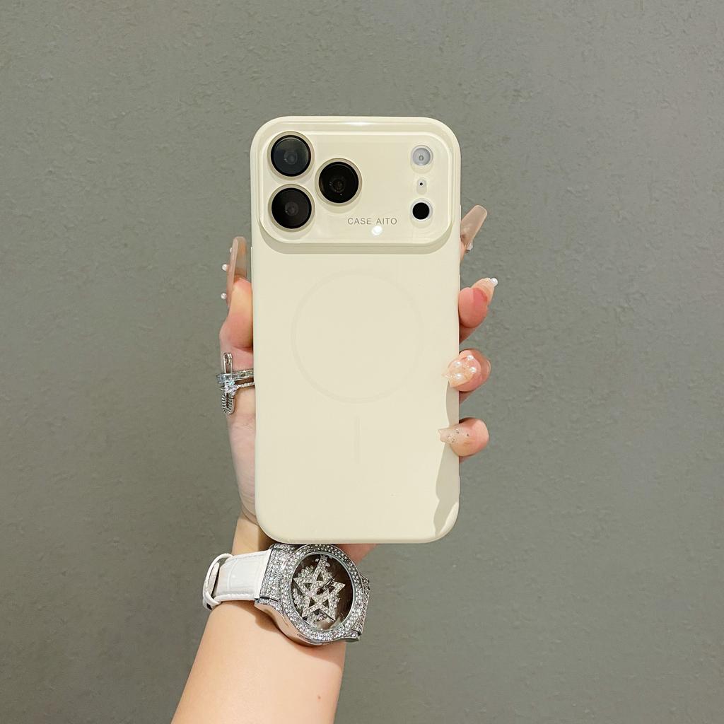 Large Window Magnetic Liquid Silicone Case For iPhone 17 Air 16 15 14 13 Pro Max For Magsafe Wireless Charge Matte Protect Cover