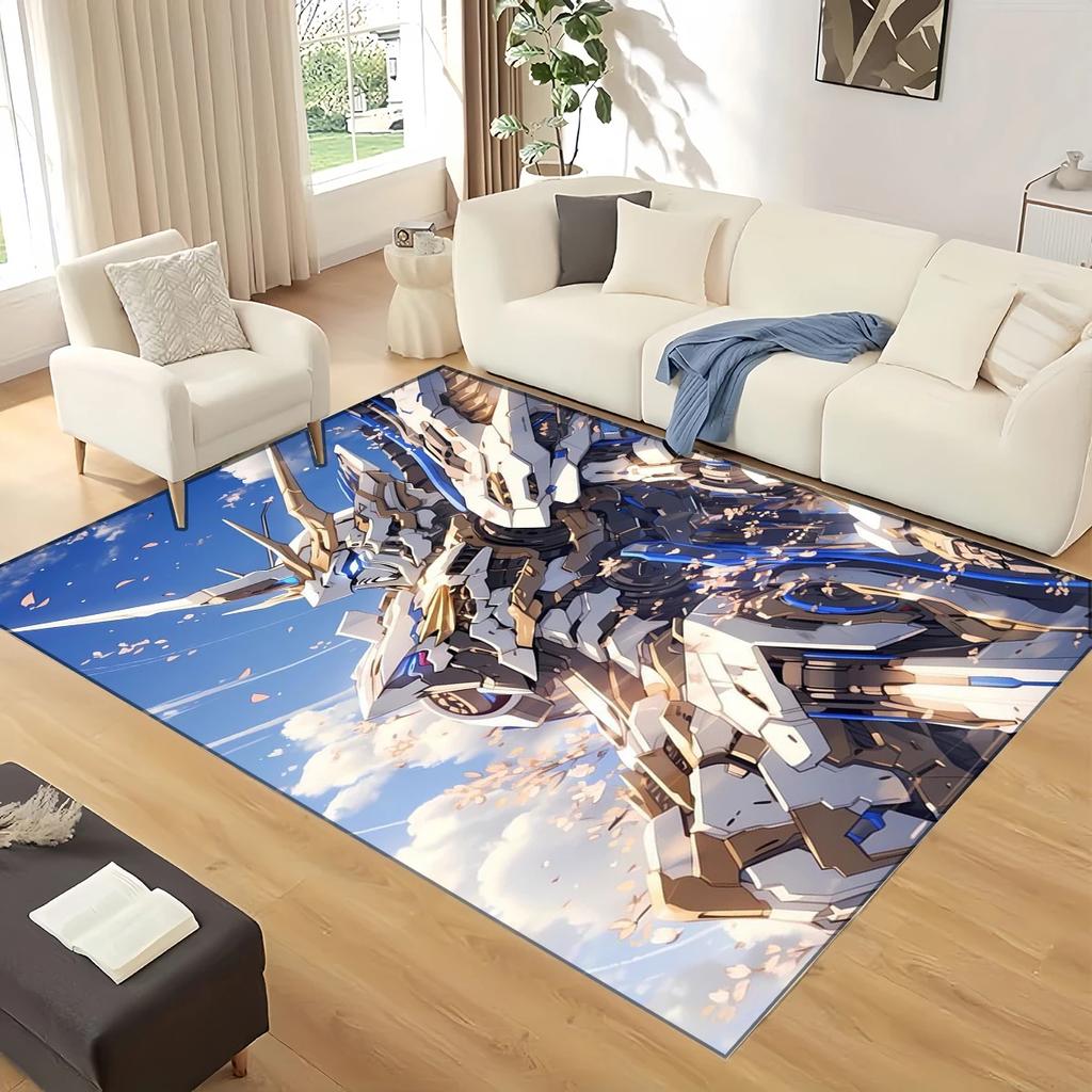 3D GUNDAM Robot Cartoon Carpet Rug for Living Room Bedroom Home Sofa Decoration,kids Play Non-slip Floor Mat Christmas Gift