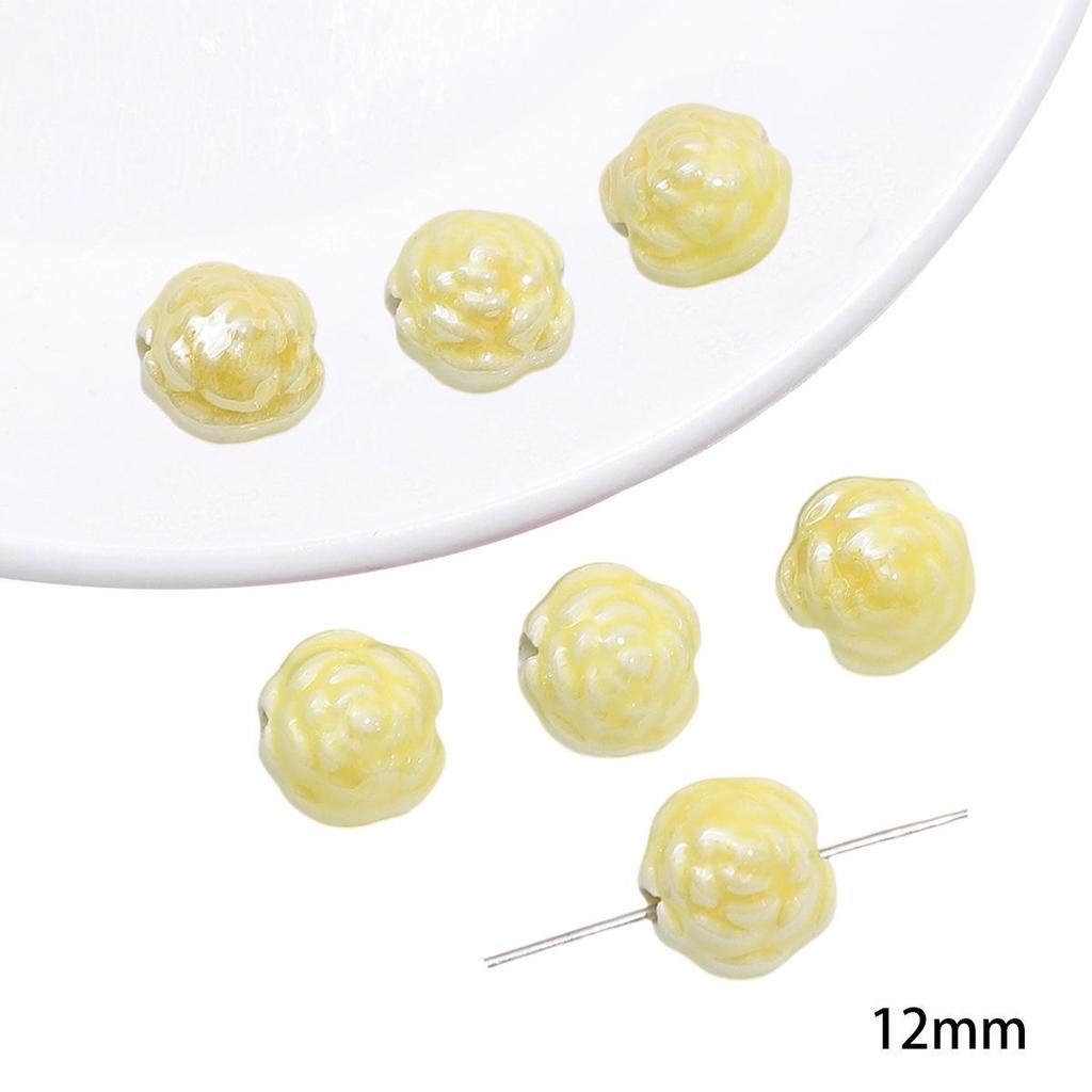 Yellow Hand-Painted Ceramic Cartoon Beads for DIY Bracelets, Necklaces, and Phone Chains