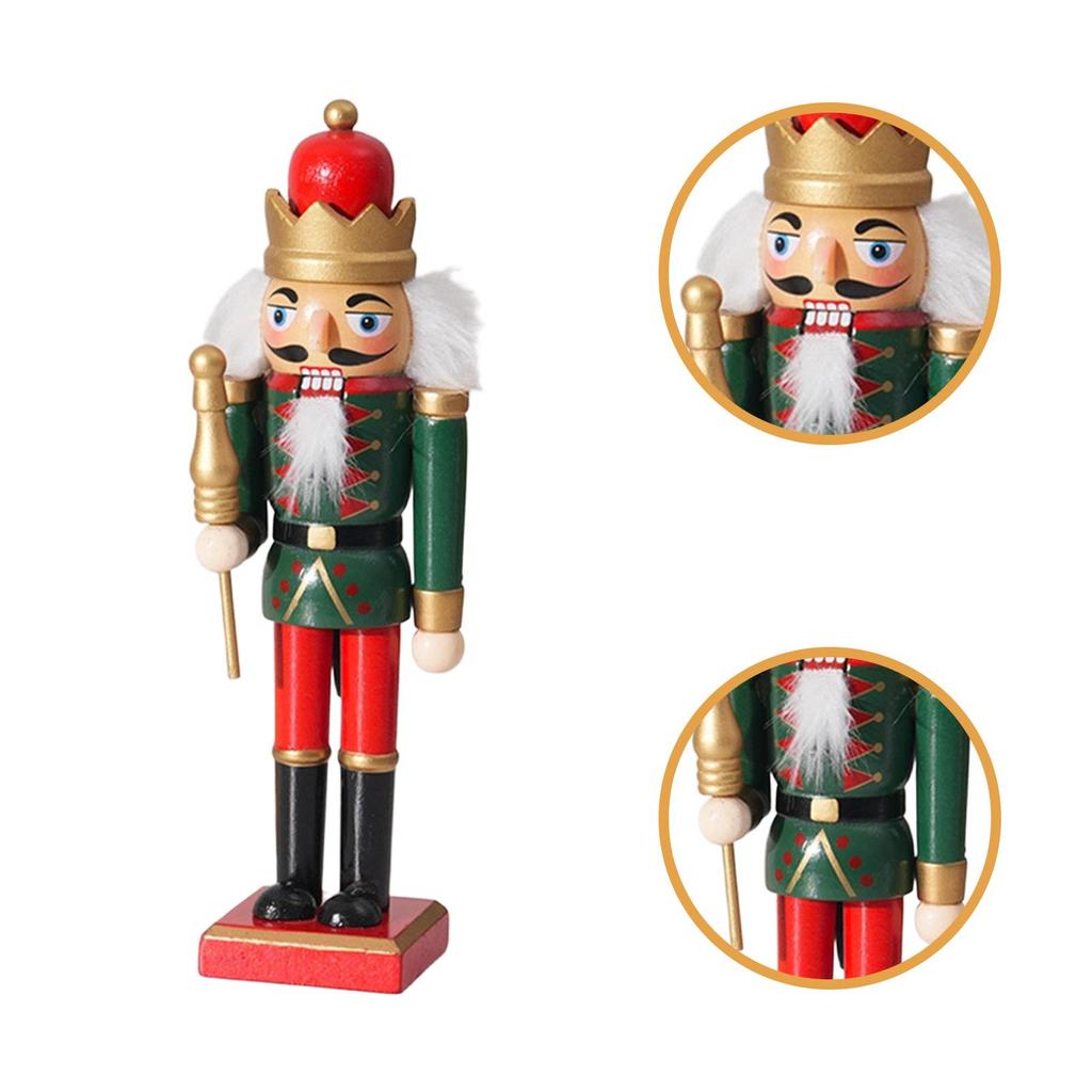 Wooden Christmas Nutcracker 25 cm Tall Standing Traditional Holiday Tabletop Ornament Seasonal Decor for Parties Shelf Xmas Gift