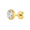 Vnox Multi-faced Cut Zircon Stone Earrings for Men Boys, Screw Back Stud Barbell Shaped Earrings,Black Stainless Steel Jewelry