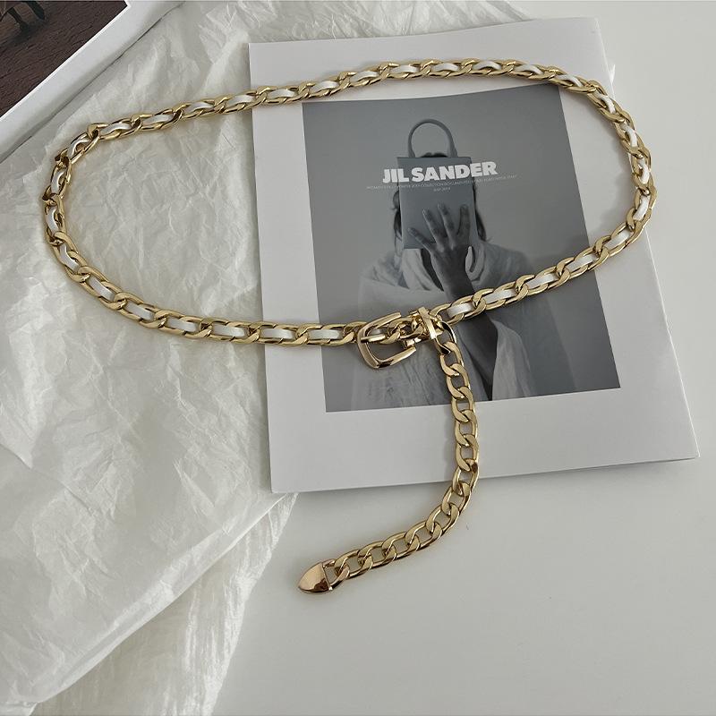

Metal Womens Fashionforward Woven Waist Chain Ideal Accessory For Dresses Styles And Gold White