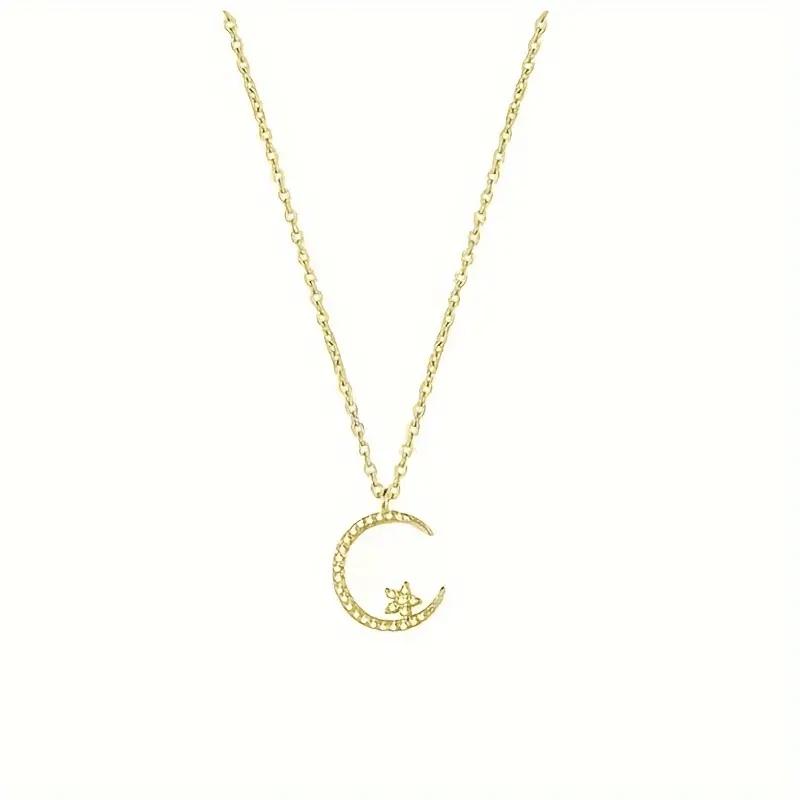 1pc Titanium Steel Chain Romantic Cute Crescent Moon Star Pendant Necklace Women Starry Sky Jewelry All Occasions Gift