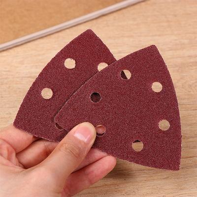 40Pcs Triangular Sanding Pads 6 Holes Detail Sander Sandpaper Grits 80+120+180+240 Perfect For Delta/Multi-Grip Sanders