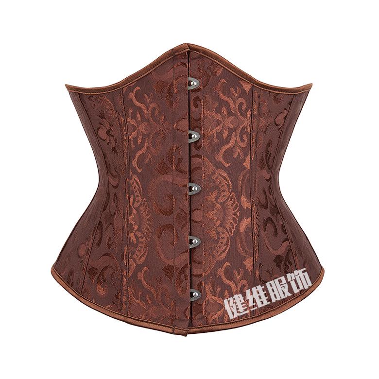 Retro Floral Taillenformer Korsett mit Bauchkontrolle und mehrfarbigem Jacquardmuster