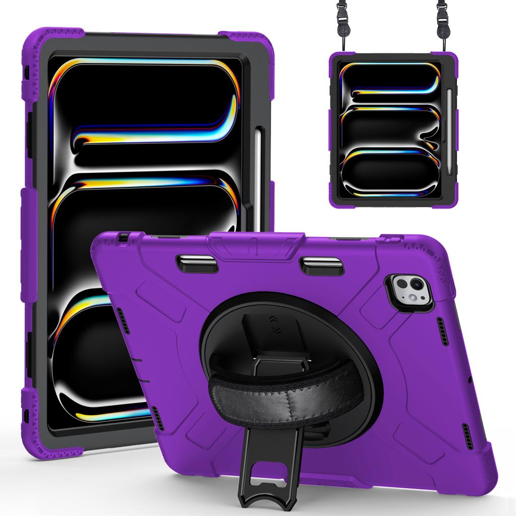 Für iPad Pro 13 (2024) Ständer Hülle Stoßfeste Tablet Hülle mit Schultergurt